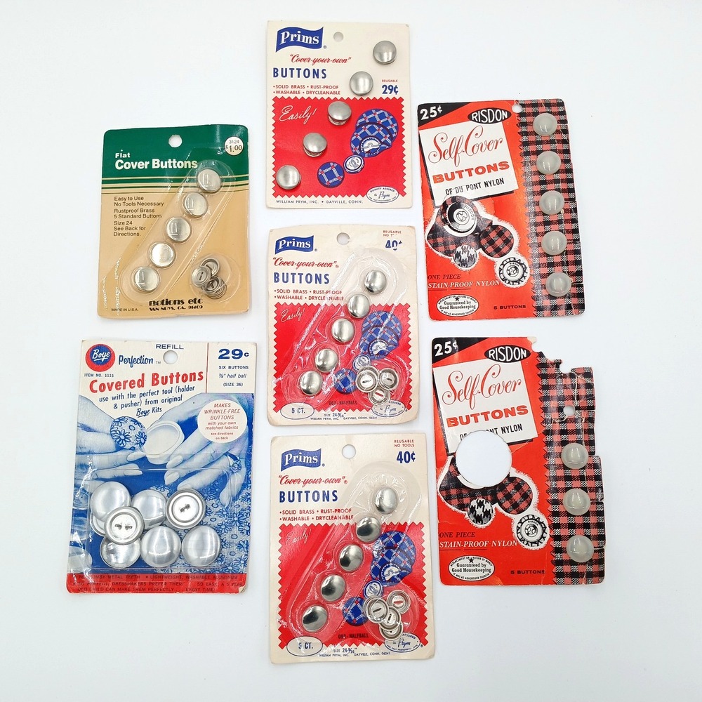 VTG Cover Your Own Buttons Large Lot Sewing Notions Prims Boye Risdon NOS